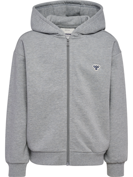 hmlJR LOOSE ZIP HOODIE BEE, GREY MELANGE hmlJR LOOSE ZIP HOODIE BEE, GREY MELANGE, packshot