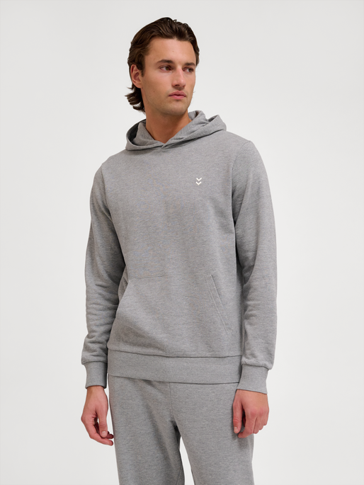 hmlPULSE SWEAT HOODIE, GREY MELANGE, model