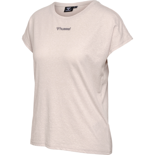 hmlZANDRA T-SHIRT, PUMICE STONE MELANGE, packshot