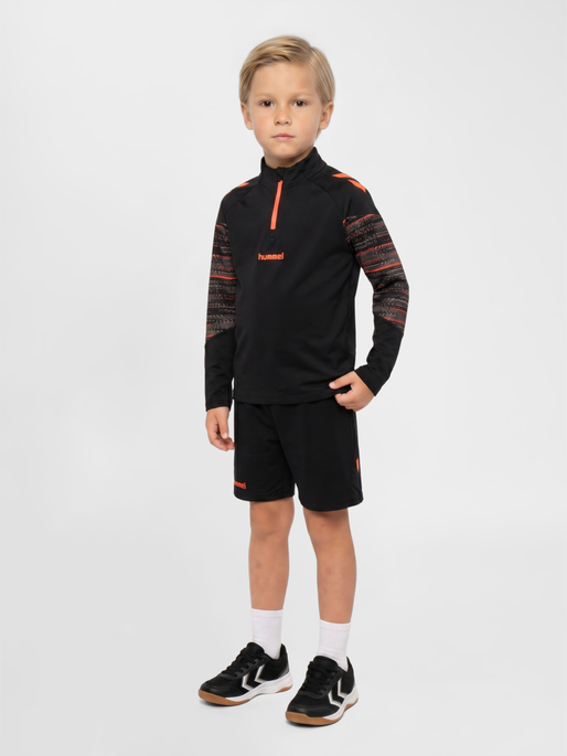 hmlBLAZE PRO TRAINING HALF ZIP KIDS, BLACK/ORANGE, model