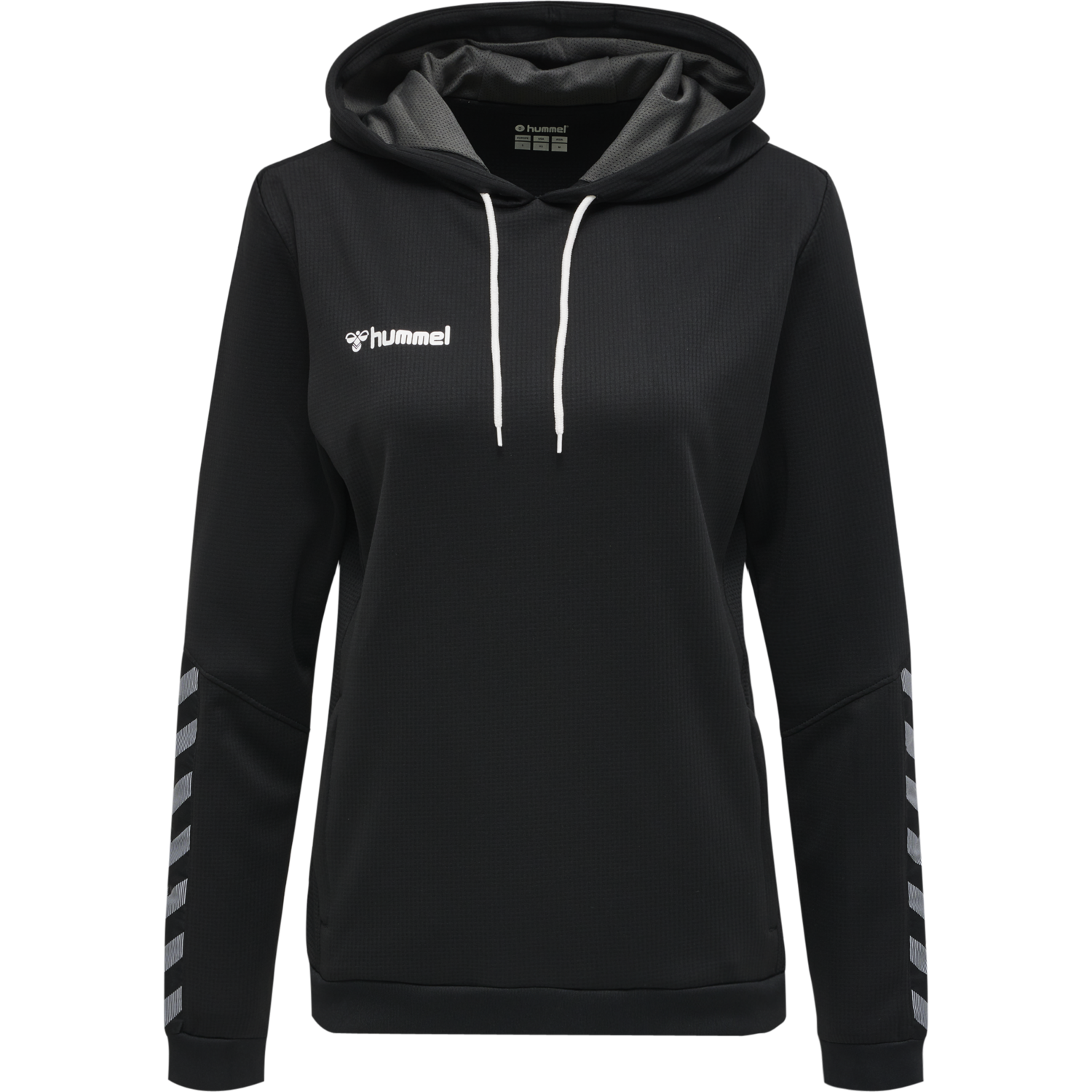 hmlAUTHENTIC POLY HOODIE WOMAN, BLACK/WHITE, packshot