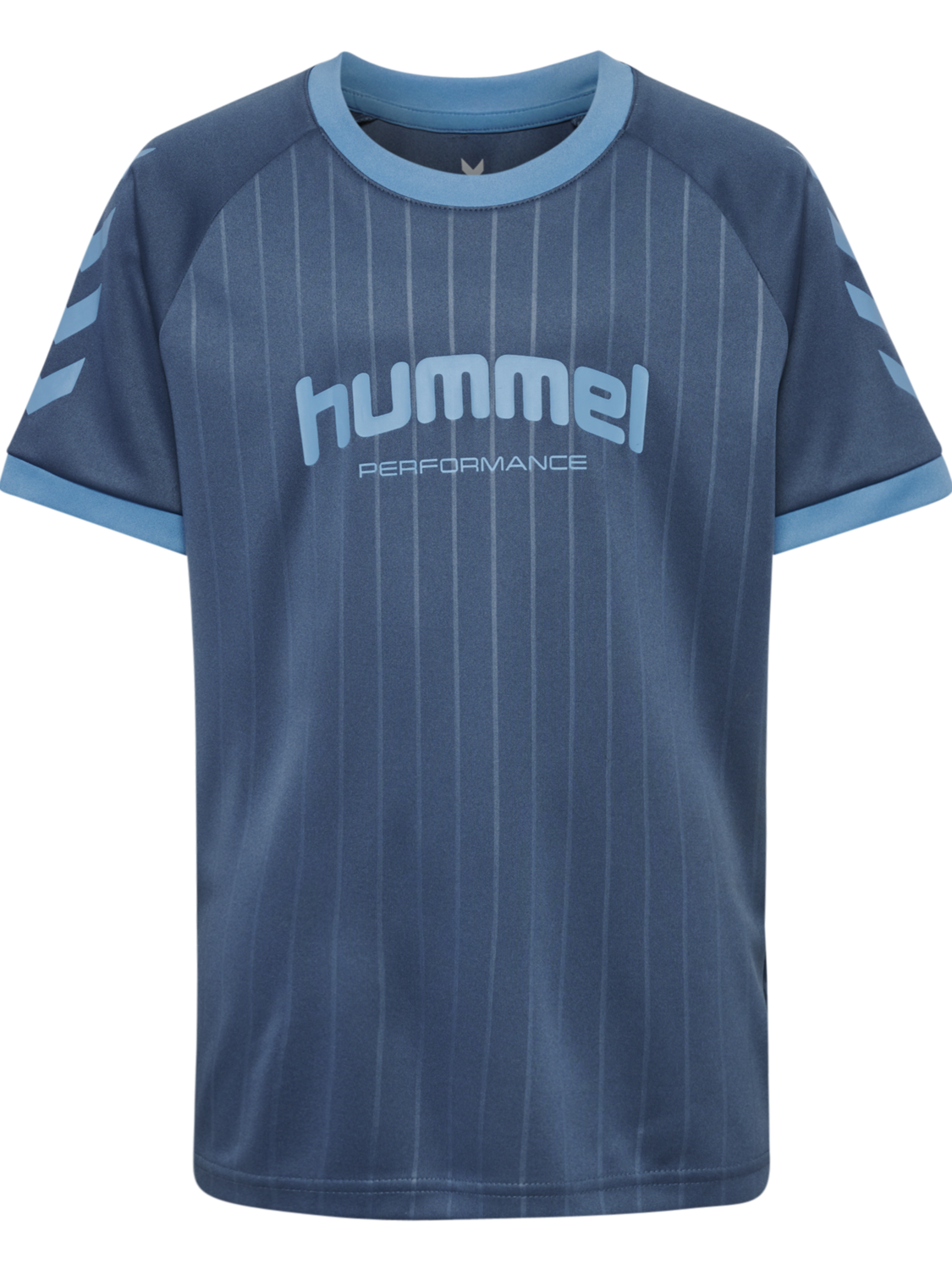 hmlJR GOAL STRIPE T-SHIRT S/S, BERING SEA, packshot