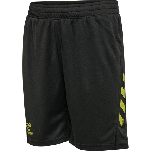 hmlONGRID POLY SHORTS KIDS, JET BLACK/DARK CITRON, packshot