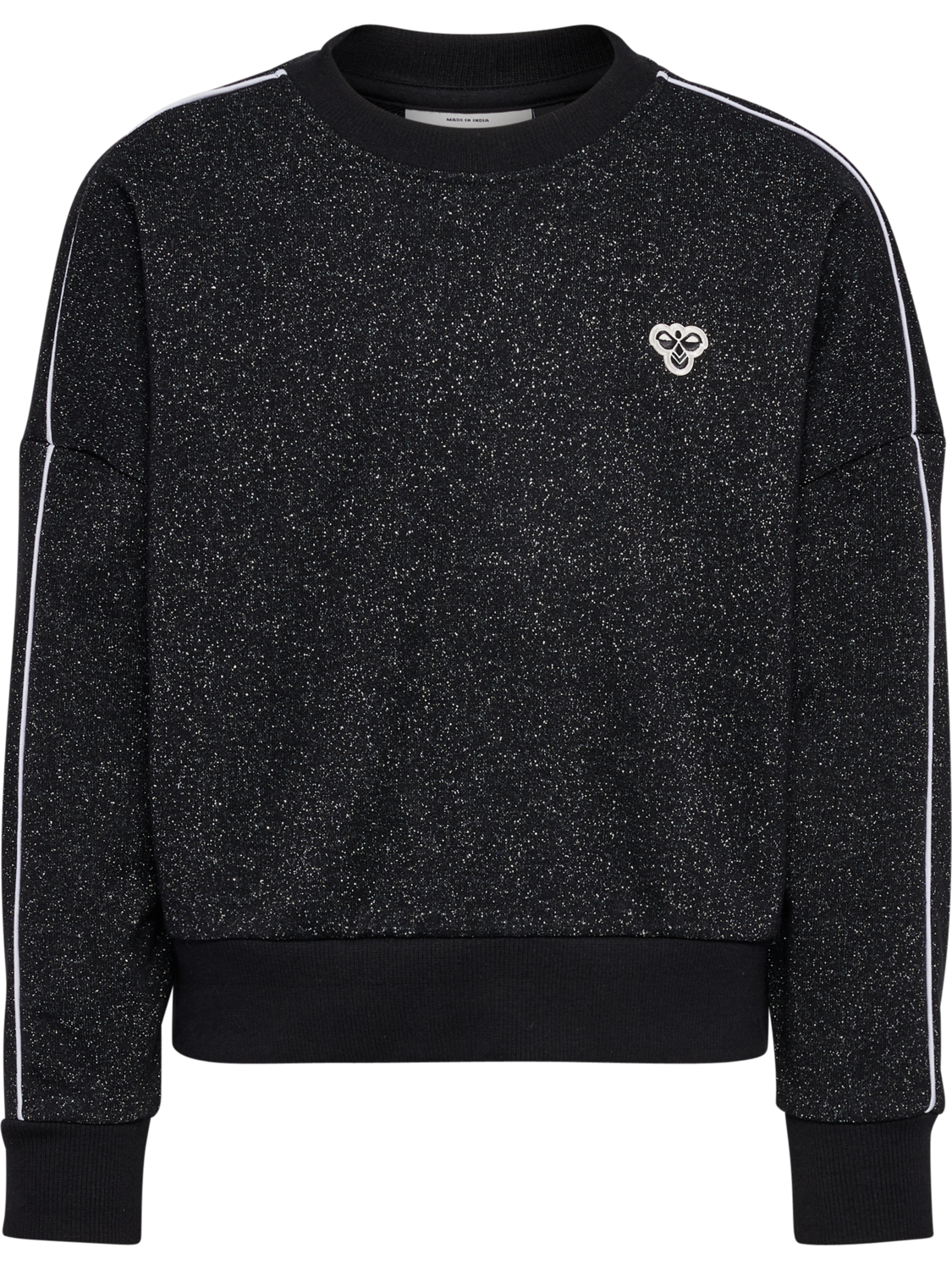 hmlJR LOOSE GLITTER CREWNECK, BLACK, packshot