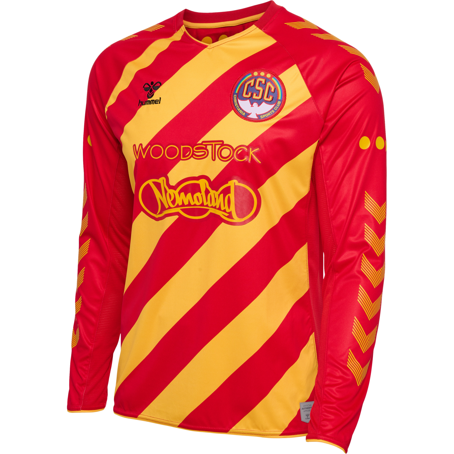 hmlCSC 19-20 HOME JERSEY LS, TRUE RED/SPORTS YELLOW W/SPONS, packshot