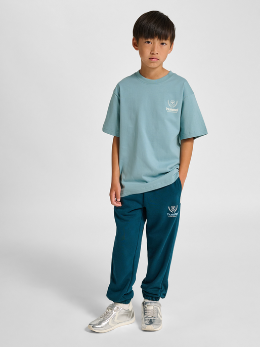 hmlJR LOOSE GRAPHIC T-SHIRT S/S BTS, TOURMALINE, model