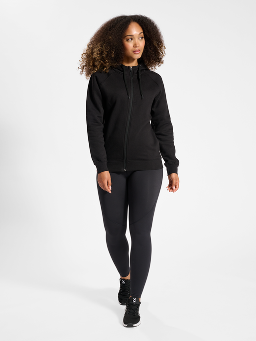 hmlRED CLASSIC ZIP HOODIE WOMAN, BLACK, model