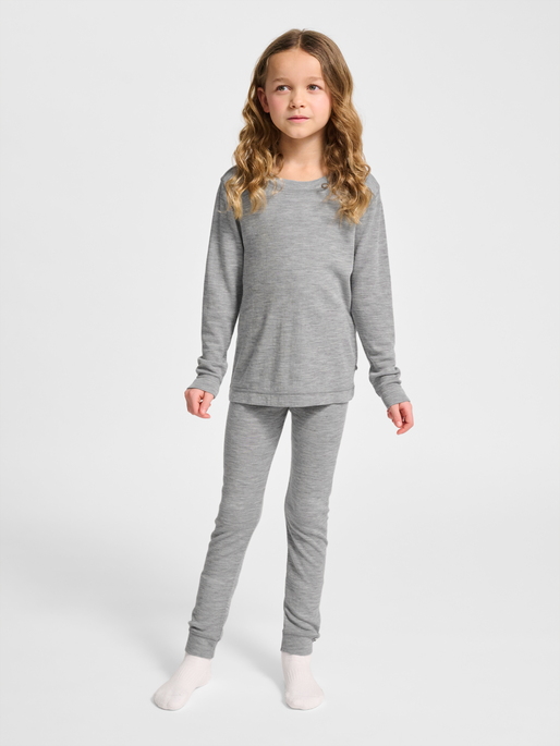hmlJR WOOL RIB T-SHIRT L/S, GREY MELANGE, model