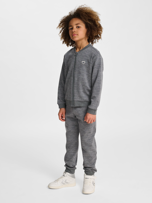 hmlJR WOOL ZIP JACKET BEE, DARK GREY MELANGE, model