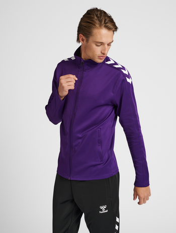 hmlCORE XK POLY ZIP SWEAT, ACAI, model