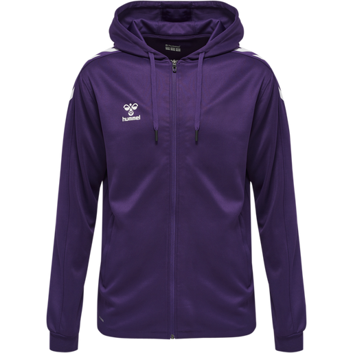 hmlCORE XK POLY ZIP HOOD SWEAT, ACAI/WHITE, packshot