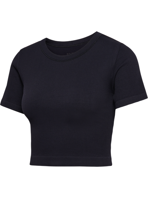 hmlPULSE SEAMLESS RIB W T-SHIRT S/S, BLACK, packshot