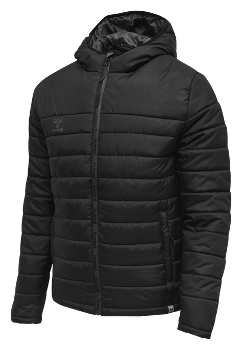 hmlNORTH QUILTED HOOD JACKET, BLACK/ASPHALT, packshot