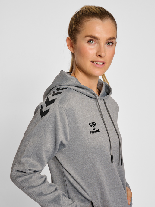 hmlCORE XK POLY SWEAT HOODIE WOMAN, GREY MELANGE, model