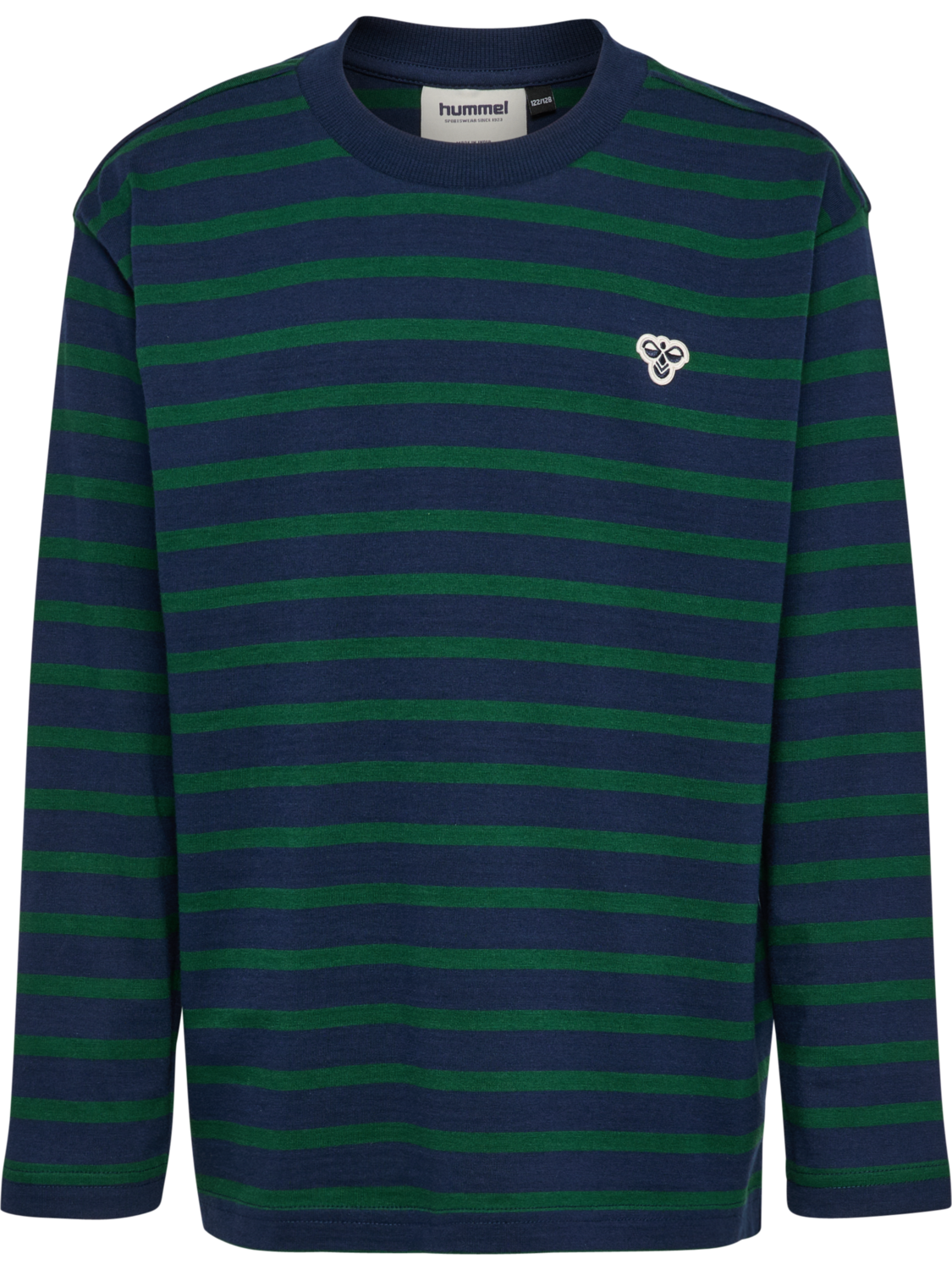 hmlJR LOOSE STRIPE T-SHIRT L/S BEE, DRESS BLUES, packshot