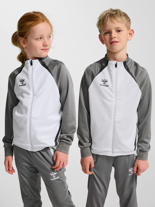 hmlLEAD 2.0 TRACK ZIP JACKET KIDS, WHITE/STEEL GRAY, model
