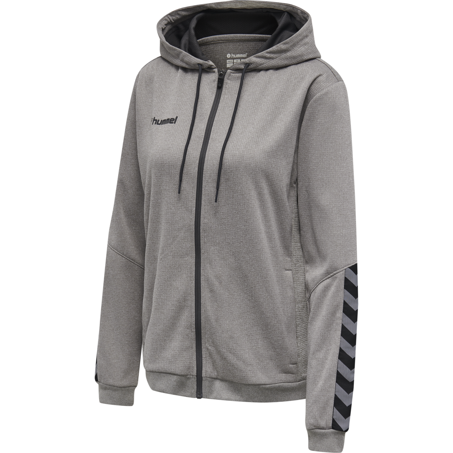 hmlAUTHENTIC POLY ZIP HOODIE WOMAN, GREY MELANGE, packshot
