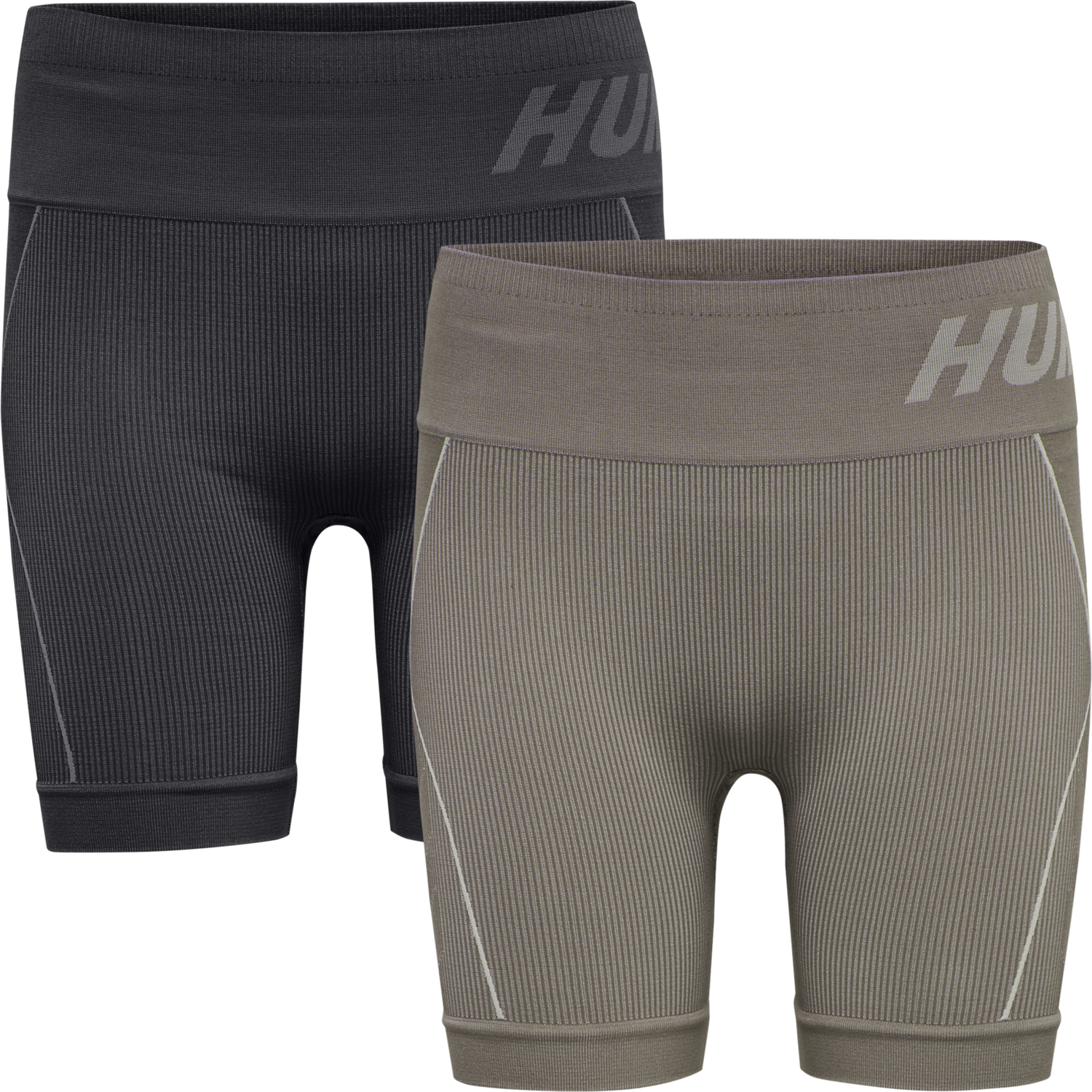 hmlTE CHRISTEL 2-PACK SEAML SHORTS, BLACK/CHATEAU GREY, packshot