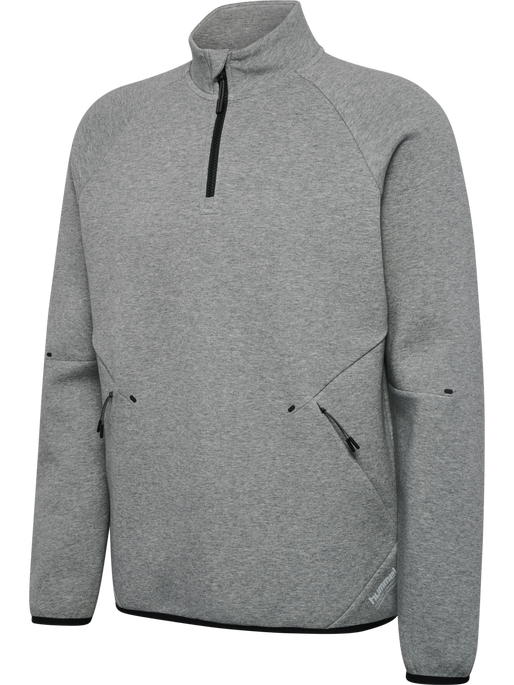 hmlTECH FLEECE HALFZIP, GREY MELANGE hmlTECH FLEECE HALFZIP, GREY MELANGE, packshot