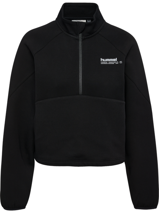 hmlTECH FLEECE WOMEN BOXY HALF ZIP, BLACK, packshot