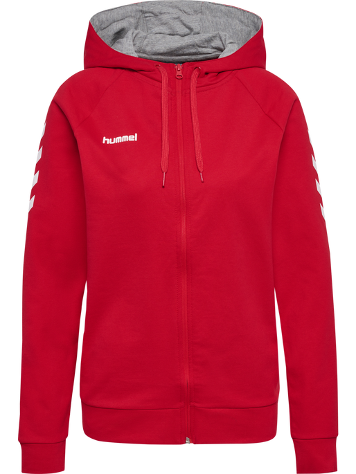 HMLGO COTTON ZIP HOODIE WOMAN, TRUE RED, packshot