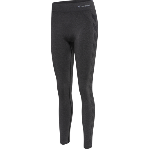 hmlCI SEAMLESS MID WAIST TIGHTS, BLACK MELANGE, packshot