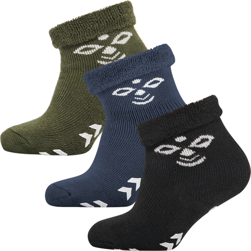 SNUBBIE SOCKS 3 PK, BLACK/OLIVE NIGHT, packshot