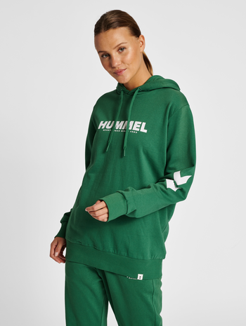 hmlLEGACY LOGO HOODIE, FOLIAGE GREEN, model