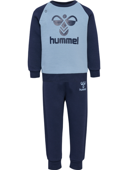 hmlHUMMING CREWSUIT, BLACK IRIS/FADED DENIM, packshot