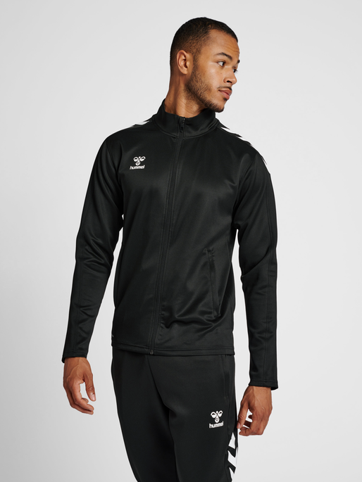 hmlCORE XK POLY ZIP SWEAT, BLACK, model