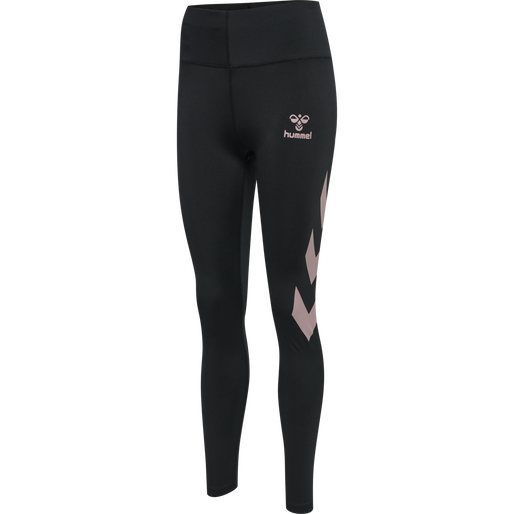 hmlPARIS HIGH WAIST TIGHTS, BLACK/WOODROSE, packshot