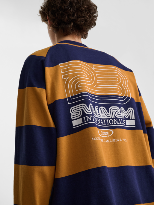 hmlLOOSE STRIPED POLO L/S, ASTRAL AURA, model