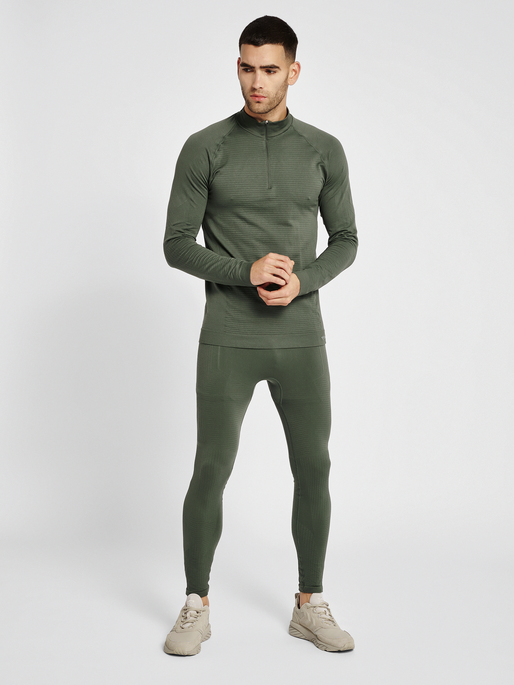 hmlSTROKE SEAMLESS HALF ZIP, THYME, model