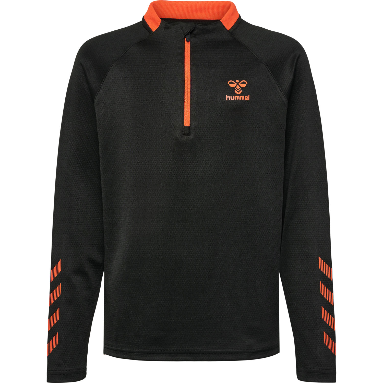 hmlGG12 ACTION HALF ZIP SWEAT KIDS, BLACK/CHERRY TOMATO, packshot