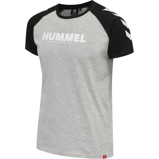 hmlLEGACY BLOCKED T-SHIRT, GREY MELANGE, packshot