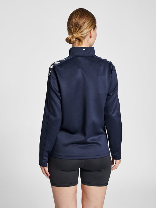 hmlCORE XK POLY ZIP SWEAT WOMAN, MARINE, model