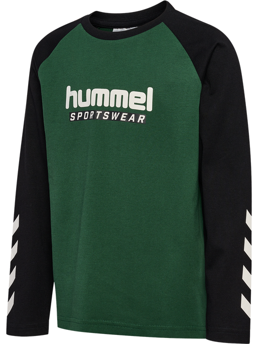 hmlJR LOGO T-SHIRT L/S, DARK GREEN, packshot
