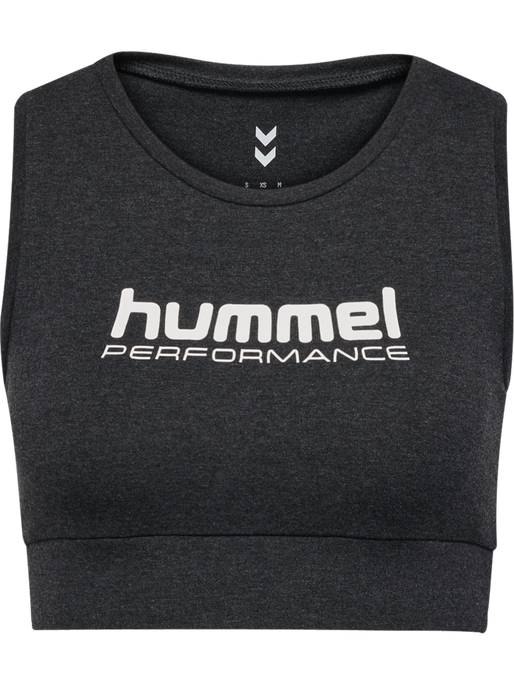 hmlPULSE LOGO LIGHT SUPPORT BRA, BLACK MELANGE, packshot