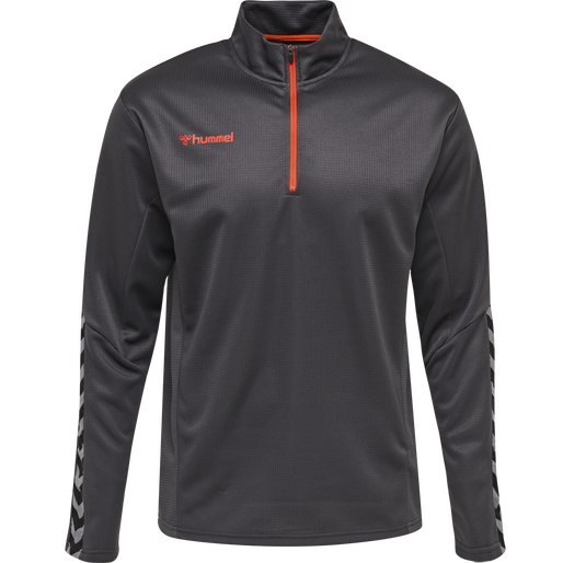 hmlAUTHENTIC KIDS HALF ZIP SWEATSHI, ASPHALT, packshot