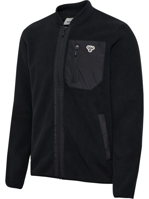 hmlFLEECE ZIP JACKET BEE, BLACK, packshot