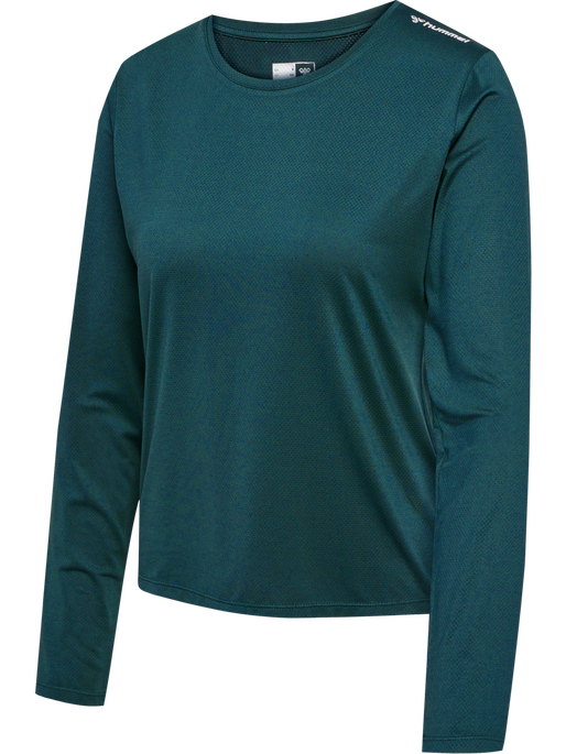 hmlMT AURA MESH T-SHIRT L/S, DEEP TEAL, packshot