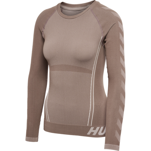 hmlTE CHRISTEL SEAMLESS T-SHIRT L/S, CHATEAU GRAY, packshot