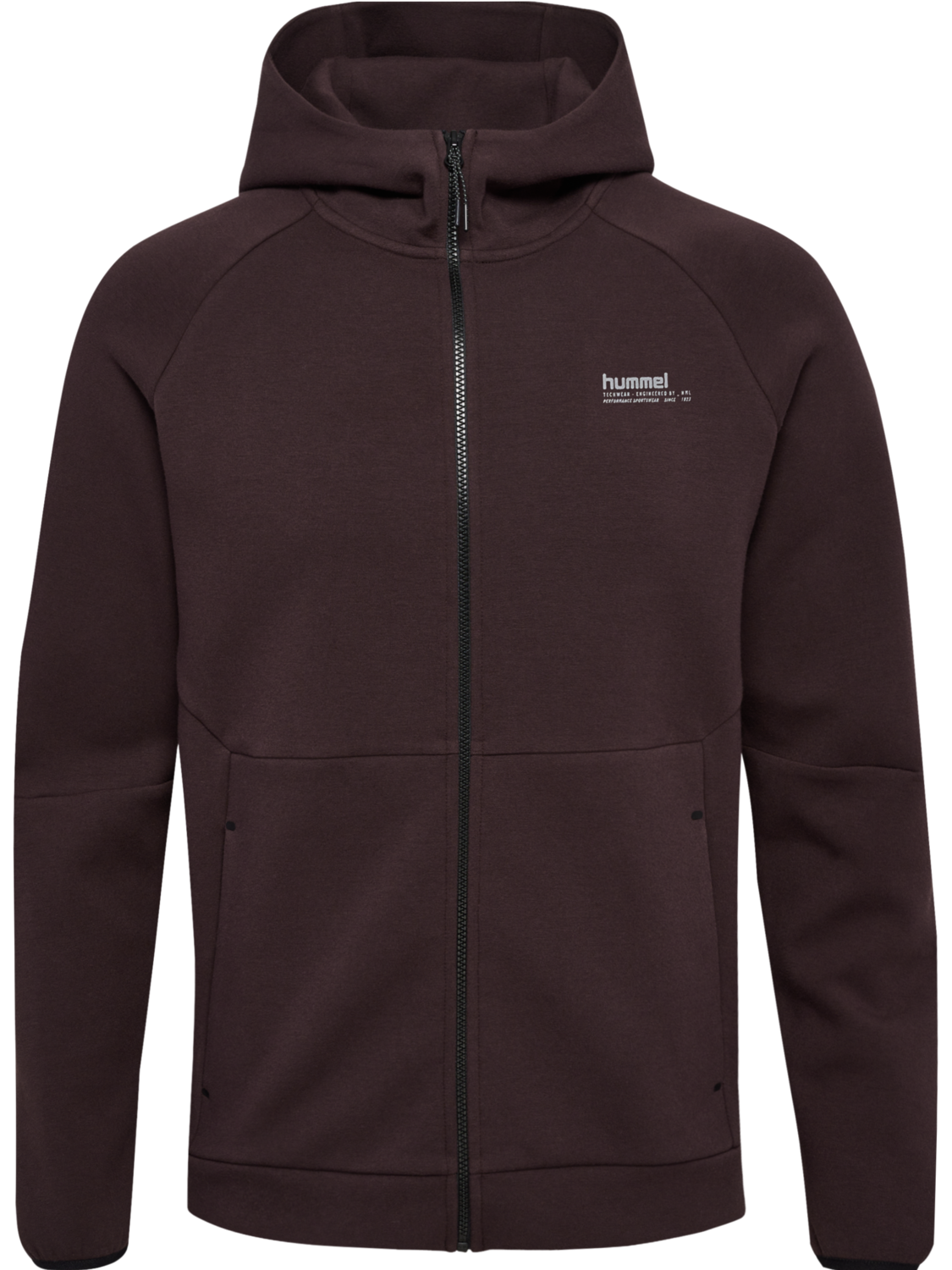 hmlTECH FLEECE REGULAR ZIP HOODIE, CHOCOLATE PLUM, packshot