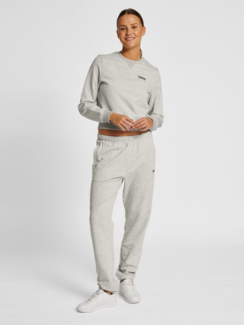 hmlLGC SHAI SHORT SWEATSHIRT, TOFU MELANGE, model