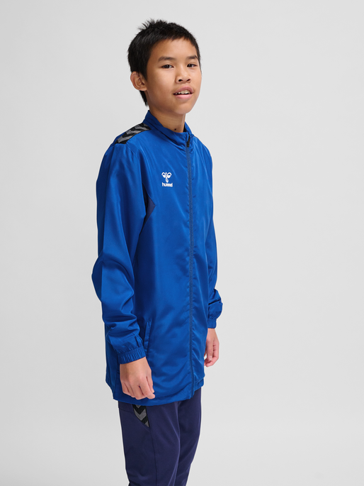 hmlAUTHENTIC PL ZIP HOODIE KIDS, TRUE BLUE, model