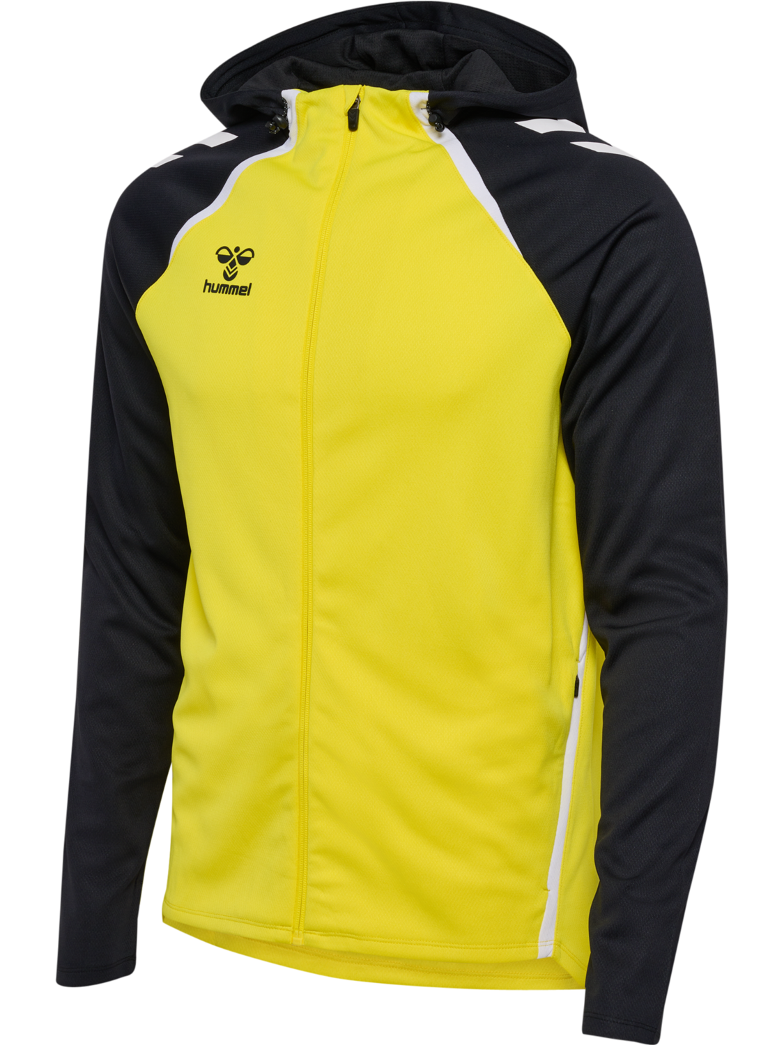 hmlLEAD 2.0 ZIP HOODIE, BLAZING YELLOW/BLACK, packshot