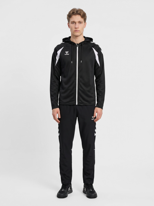 hmlCORE 2.0 ZIP HOODIE, BLACK/WHITE, model