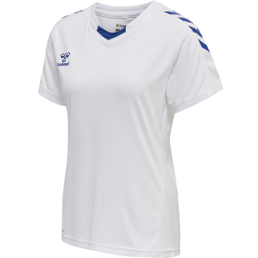 hmlCORE XK POLY JERSEY S/S WOMAN, WHITE/TRUE BLUE, packshot