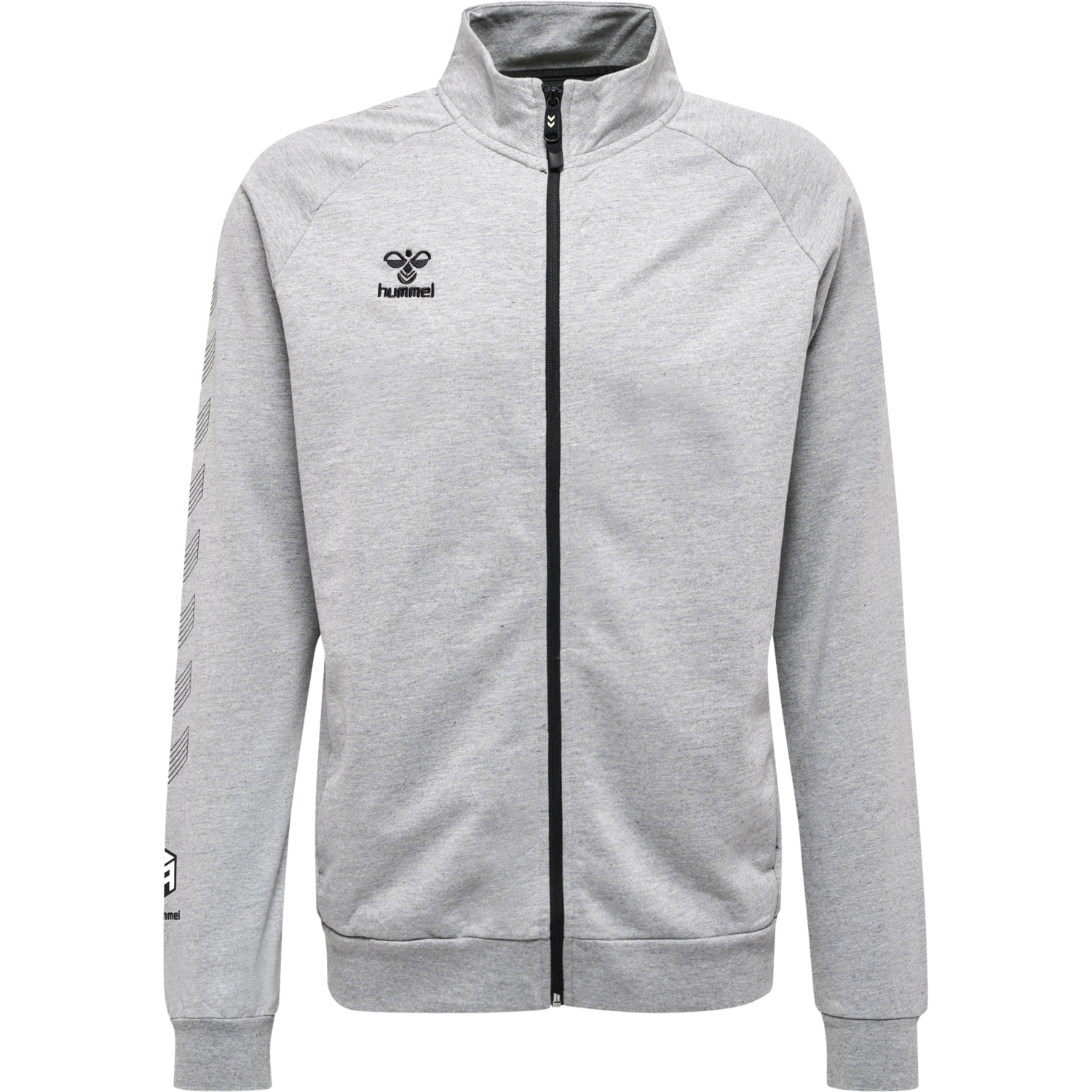 hmlMOVE GRID COTTON ZIP JACKET, GREY MELANGE, packshot
