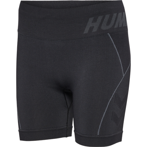 hmlTE CHRISTEL SEAMLESS SHORTS, BLACK/ASPHALT MELANGE, packshot